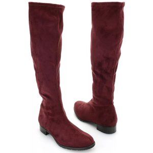 Rapisardi by Ron White JANA Stretch Faux Suede Knee High Boot Burgundy 9.5 …